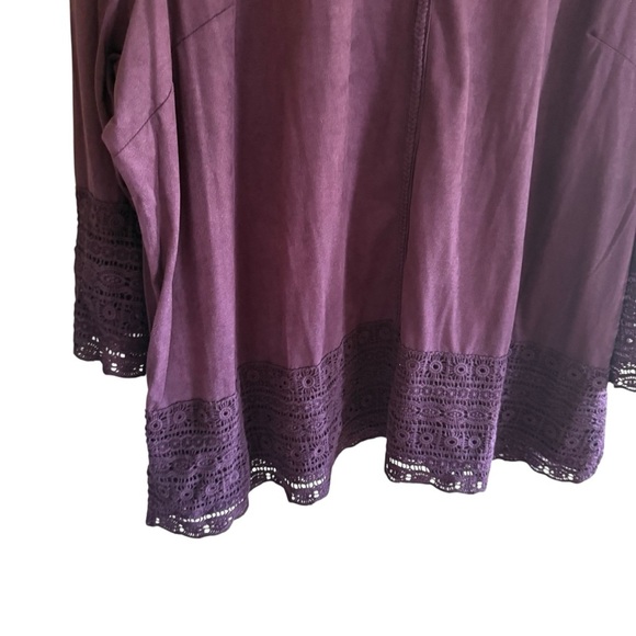 Coldwater Creek Purple Women’s 3/4 sleeve Velour Tunic Lagenlook Arttsy 2X 20/22 - Picture 8 of 11